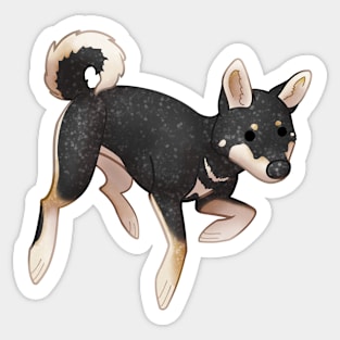 Cozy Shiba Inu (Black and Tan Variant) Sticker